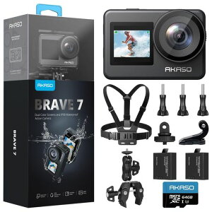 AKASOBrave7�A�N�V�����J����4K�A�N�V�����J��64GB�J�[�h�t��IPX8�{�@�h��10M�����J����6����Ԃ�␳�`�F�X�g�X�g���b�v+�X�[�p�[�N�����v