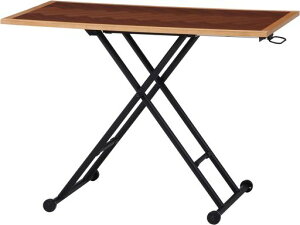 不二貿易昇降テーブルガス圧幅100cm高さ12~70cmブラウンナチュラル無段階キャスター付きシルビア19243