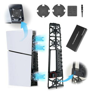 SHGJ&SOFTPS5SlimPS5Pro�Ή���p�t�@��PS5�X����/�v���Ή���p�t�@�����Ӌ@��h�o�l�b�g�h�o�v���O�t�����x���䎩������3�i�K��������USB3.0�[�q�ᑛ���}����pLED���C�g�t��PS5