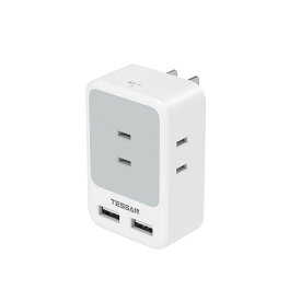 USB コンセントタップ TESSAN 電源タップ 雷ガード付 3個AC口 2つUSBポート タコ足配線 コンセント 分岐 充電タップ マルチタップ 直挿しタップ スイングプラグ