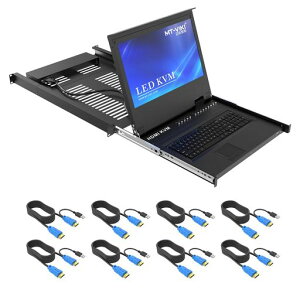 17.3インチ8ポートHDMIKVM切替器、フルHD1920x1080LCDモニター内蔵、MT-VIKI1UラックマウントKVMドロワー、KVMケーブル8本付き、ホットキー/OSD切替対応