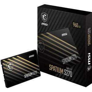 MSI SPATIUM S270 SATA 2.5 960GB - �����\���b�h�X�e�[�g�h���C�u�A500MB/�b�̓ǂݎ��&450MB/�b�̏����݁A3D NAND�A�����f�[�^�Z�L�����e�B�AMSI�Z���^�[ - 5�N�ۏ�(500 TBW)