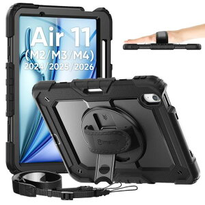 Timecity iPad Air 11�C���` (M4/M3/M2) ��p�P�[�X �ϏՌ� �n���h�O���b�v/�V�����_�[�X�g���b�v�t�� �u���b�N