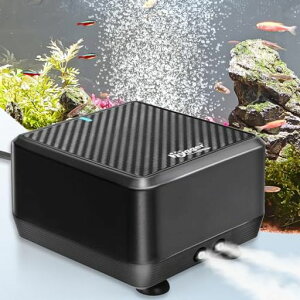 hygger水槽エアーポンプ強力16L/min2口酸素ポンプエアレーション4mmチューブ対応水深180cm以下エア量調節可能海水・淡水両用低振動静音省エネ防振設置簡単10W