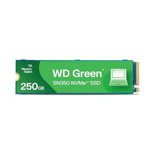 Western Digital 250GB WD Green SN350 NVMe ����SSD �\���b�h�X�e�[�g�h���C�u - Gen3 PCIe M.2 2280 �ő�2,400MB/�b - WDS250G2G0C