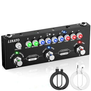 LEKATOギターマルチエフェクトペダルIRローディング付き9つのAMPモードディレイリバーブCHORUSエフェクトペダルエレクトリックギターベース用内蔵バッテリー