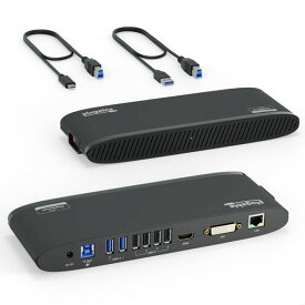 PLUGABLE USB3.0 ドッキングステーション 横置き WINDOWS MACOS CHROMEOS 用 - デュアルモニター HDMI DVI VGA ポート ギガビット イーサネット USB3.0 ポートX2 USB 2.0 ポートX4