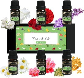 OZYBIR アロマオイル フローラル系 6本セット エッセンシャルオイル 精油ラベンダー/ジャスミン/ローズ/カモミール/ゼラニウム/キンモクセイ 部屋用 卓上 芳香剤 加湿器用 ディフューザー用 マッサージ用 アロマストーン用 母の日 クリスマス