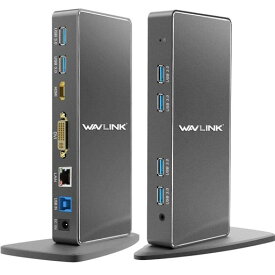 WAVLINK USB 3.0ドッキングステーション DISPLAYLINK チップセット採用 デュアル ディスプレイ HDMI 最大解像度2560*1440 DVI 最大解像度2048 X 1152 ギガLANポート USB -A 3.0ポート拡張