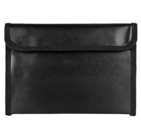 YFFSFDC 耐火バッグ 防火ファイルバッグ 保管ケース キャッシュ パスポート 重要書類収納袋 ジッパーデザイン 耐熱2000度 大容量 防水 防爆 防災 20*12cm (ブラック)