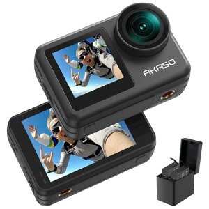 AKASO Brave 7 LE �A�N�V�����J���� 4K60fps 20MP IPX7�{�@�h�� 40M�h�� �����J���� �Z����Ԃ�␳ �A�N�V�����J�� �f���A���J���[ �^�b�`�p�l���� �^�C�����v�X WiFi/Type-C�O���}�C�N�Ή�