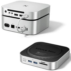 iDsonix Mac Mini M4 ドック(M.2 NVMe/SATA SSDエンクロージャ搭載)、USB A 10Gbpsx2、USB A 5Gbpsx2、TF/SDカードスロット、3.5mmオーディオジャック、Mac Mini M4/M4