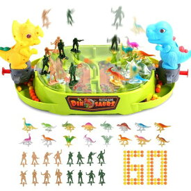 テーブルゲーム SKIRFY ボードゲーム おもちゃ 3IN1遊び方 知育玩具 対戦型 恐竜フィギュア16個 兵士16個 ボール60個 誕生日 プレゼント クリスマス 新年 ハロウィン 子供 女の子 男の子 小学生 ギフト (青&黄)