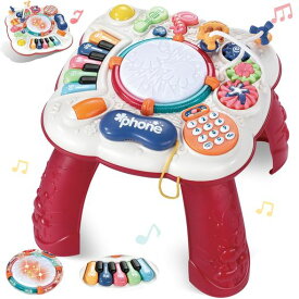 JECIMCO 音楽おもちゃ 子供 多機能 ミュージカルテーブル 子ども 早期開発 ビーズコースター ルーピング 知育玩具 ピアノ・鍵盤楽器の玩具 男の子 女の子 電子 キーボード 楽器 おもちゃ