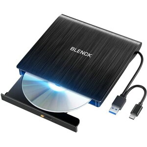 DVDドライブ外付け【2025革新高速モデル】CDドライブ外付けDVDプレーヤー極静音光学式外付けDVDドライブcdドライブ外付けPC外付け軽量USB3.0&Type-C両接続dvdプレーヤー読取/書込可能薄型軽量