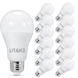 LITAKE(リテーク) LED電球 E26 120W形相当 昼白色 15W 一般電球形 広配光 1600LM 非調光 12個パック