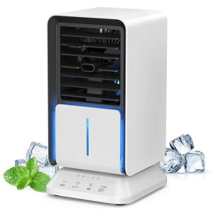 Wasuka冷風機小型冷風扇卓上冷風機卓上【NEWモデル一台4役】自動首振りタイマー機能付きライト付き「4in1機能搭載」送風加湿機能冷却機能空気清浄機能強力ミニクーラー風量3段階調整氷い…