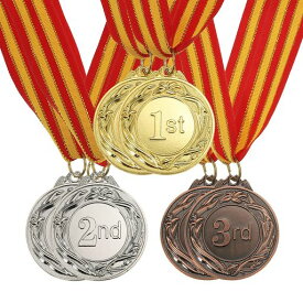PATIKIL 5CM 金 シルバーブロンズ賞メダル 6個入り優勝賞 メダル 2位 3位 ネックリボン付き ゲーム スポーツ競技用