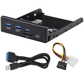 3.5インチフロントパネル多機能TYPEC/USB3.0/TFSD/デスクトップフロッピードライブのUSB3.0外部インターフェイスを拡張して【多機能TYPEC*1+USB3.0*2+TFカード*1+