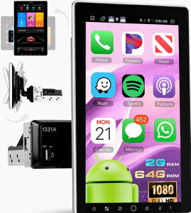 2G+64G10.1�C���`Android1DIN��]���c�^�^�b�`�X�N���[���J�[�I�[�f�B�I�AHodozzy�J�[���W�I���C�����XCarPlay/AndroidAuto�Ή�1DIN�w�b�h���j�b�g�J�[�v���C���[