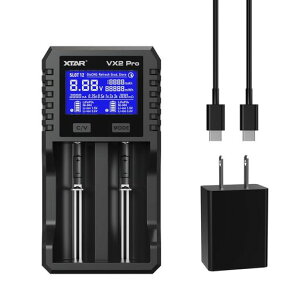 XTAR VX2 PRO SET ���@�\�o�b�e���[�[�d�� �P3�P4 1.5V���`�E���ƃj�b�P�����f�d�r 3.2V LiFePO4/3.6V/3.7V Li-ion 10340~32650 18650 20700
