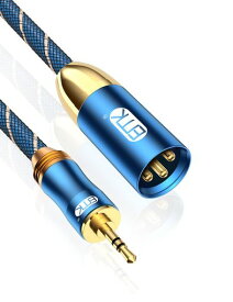 XLR 3.5MM 変換 EMK 3.5MM TRS-XLR ステレオ(オス) TO XLR (オス)変換ケーブル ステレオマイクケーブル タブレット、ノートパソコン、マイクロフォン、アンプ、オーディオボードに対応-ブルー (1M)