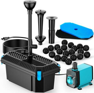 NFESOLAR水中ポンプ噴水ポンプ排水ポンプ660GPHフィルター40W池ポンプと噴水キット付き酸素供給水循環ビオトーププール池バードバス庭の装飾ガーデン用