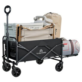 キャリーワゴンキャリーカートアウトドアワゴン後部展開可長物対応折り畳み超軽量5.3kg大容量130L耐荷重120kgワンタッチ収束式キャンプカート自立収納多地形対応砂浜釣り引越し買い物ゴ…