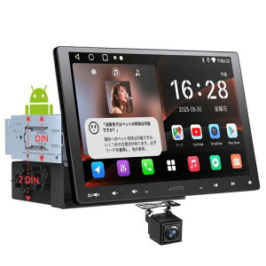 ATOTOEXCEL A5L 10.1�C���`�f�B�X�v���C�I�[�f�B�I2DIN&1DIN�Ή��A���� QLED �t���[�e�B���O Android�i�r�A�L���E���C�����X CarPlay/Android