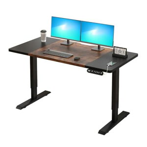 bilbilデスク昇降式電動昇降式机140CMx60CMパソコンラックスタンディングデスクオフィスワークテーブル高さ調節可能メモリー機能付きUSB充電ポート付き高さ69-115CM(brown)