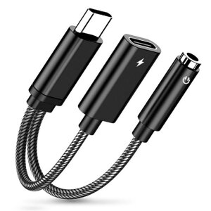 Vanpolchy�^�C�vc�C���z���W���b�N�ϊ��I�[�f�B�IUSB-Cto3.5mm+USB-C�[�d2in1�C���z���ϊ��A�_�v�^�[���ʒ���/�ʘb/���y�Ή�30W�����[�dDAC����Hi-Fi����24bit/96KHz�Ή�