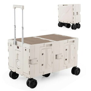キャリーワゴンキャンプカート大型テーブルとも使えるアウトドアワゴン大容量折りたたみキャスター付き耐荷重60kgアウトドアキャンプピクニック釣り花見運動会(ホワイト)