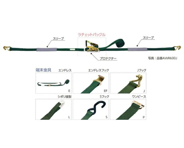 OH(オーエッチ) ラチェットバックル式 ベルト荷締機 【25mm 35mm 50mm】 BWR70 BWR100 BWR300 BWR600
