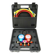 【高品質・高耐久】 R410A・R32兼用 マニホールドゲージキット サイトグラス付き 【付属ホース長さ150cm】