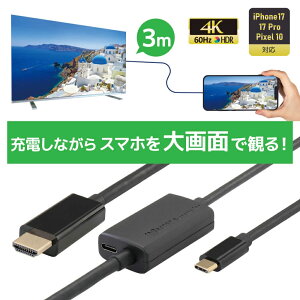 USB Type-C to HDMI �ϊ��P�[�u�� 3m PD 100W �Ή� RS-UCHD4K60-3MA �X�}�z �e���r �ڑ� �P�[�u�� �X�}�z �e���r �� �f�� �X�}�z�e���r�P�[�u�� �A���h���C�h iPhone17 Type-C HDMI �[�d���Ȃ��� �X�}�z�̉�ʂ�