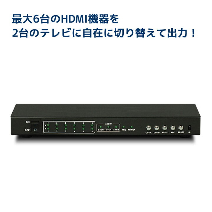 最大6台のHDMI機器を2台のテレビに自在切り替え 4K60Hz 対応 6入力2出力 HDMI マトリックススイッチ RS-HDSW62-4KZ