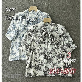 プリント柄ブラウス トップス レディース 夏 シャツ チュニック 体型カバー七分袖 tシャツ リネン 大きいサイズ uvカット カットソー 柔らかい