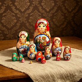 マトリョーシカ ロシア 人形 民芸品 土産物 手作り人形 手描き オブジェ 10個組 インテリア雑貨 洋風 ギフト プレゼント 北欧雑貨 伝統工芸 おもちゃ 飾り 誕生日 キッズ 子供 部屋 ハロウィン クリスマス