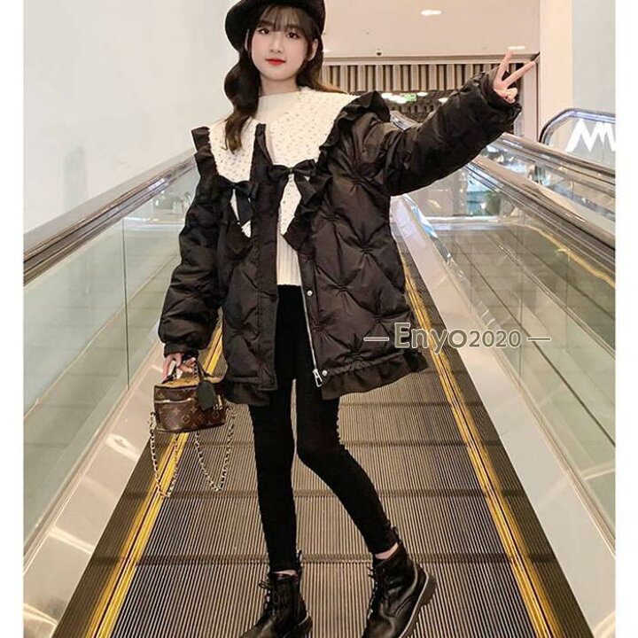 楽天市場】中綿コート 子供服 ロング丈 レース キッズ 配色 ダウン 
