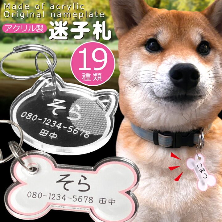 楽天市場 送料無料 迷子札 まいごふだ 軽量 アクリル ネーム プレート ネームタグ 名札 チャーム チョーカー 首輪 プレゼント おしゃれ かわいい ペット ネコ ねこ 猫 犬 アクセサリー キーホルダー おしゃれ 日本製 スマホケースのravish ラビッシュ