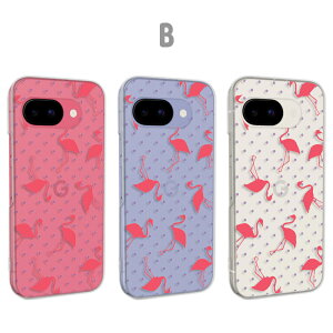 Google Pixel9a カバー クリア グーグルピクセル9a ケース pixel9aケース スマホケース フラミンゴ シルエット おしゃれ かわいい ドット 水玉模様 flamingo ドット柄 グーグルピクセル9aケース googlepix
