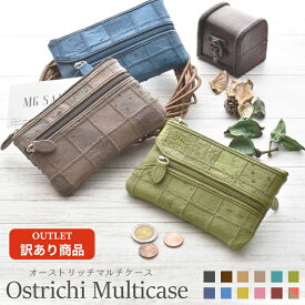 【6H限定20%OFFクーポン配布中】小銭入れ オーストリッチ 本革 レディース メンズ コインケース マルチケース 本皮 本物 駝鳥 ダチョウ グリーン 緑 ブラウン 茶 キャッシュレス 薄い 軽い 小さい 財布 金運 風水 開運 リアルレザー 送料無料