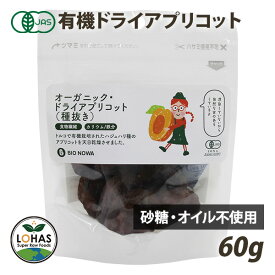 オーガニック アプリコット 60g 有機JAS認証 無漂白 砂糖不使用 無添加 ローフード 酵素 ドライフルーツ BIONOWA ビオノワ ロハス LOHAS