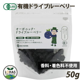 オーガニック ドライブルーベリー 50g 有機JAS認証 スーパーフード ドライフルーツ 製菓材料 食物繊維 アントシアニン ビタミンE カリウム 鉄分 BIONOWA ビオノワ ロハス LOHAS
