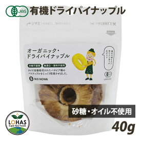 オーガニック ドライパイナップル 40g 有機JAS認証 無添加 砂糖不使用 着色料不使用 ドライフルーツ 製菓材料 食物繊維 ビタミンC カリウム ブロメライン BIONOWA ビオノワ ロハス LOHAS