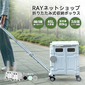 【強化型 大容量45L】ストッパー付き キャリーカート 折りたたみ 軽量 台車 4輪/8輪キャスター付 最大耐荷重80kg コンパクト ショッピングカート 横押し 買い物カート