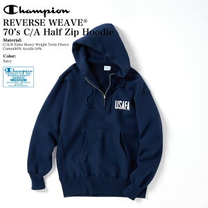 �y�y�V�X�[�p�[SALE���Ԍ���S�i�|�C���g10�{�I�zChampion �`�����s�I�� TRUE TO ARCHIVES Reverse Weave HALF ZIP HOODED SWEAT SHIRT 1970 USAFA Model �g���[�g�D�[�A�[�J�C�u�X ���o�[�X�E�B�[�u �n�[�t�W�b�v�t�[