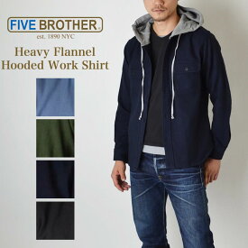 【クリアランス限定30％OFF】FIVE BROTHER Authentic ヘビーフランネル フードシャツ ネルシャツ カジュアルシャツ 151861