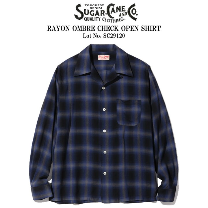 シュガーケーン] RAYON 結びつい OMBRE CHECK OPEN SHIRT レーヨン 