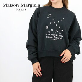Maison Margiela メゾンマルジェラ レディーススウェット S51GU0118 S25540 BLACK/900 ロゴ トレーナー 長袖 ロゴ刺繍 カットソー